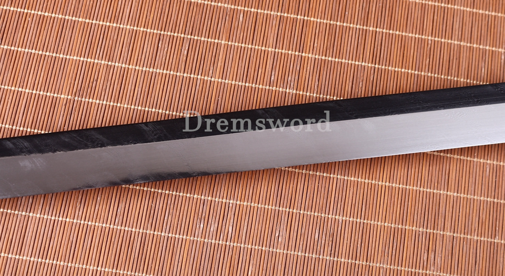 Damascus Folded Steel Ebony Wood Shikomizue Japanese Samurai Katana Battle Sword Kiriha-Zukuri Black