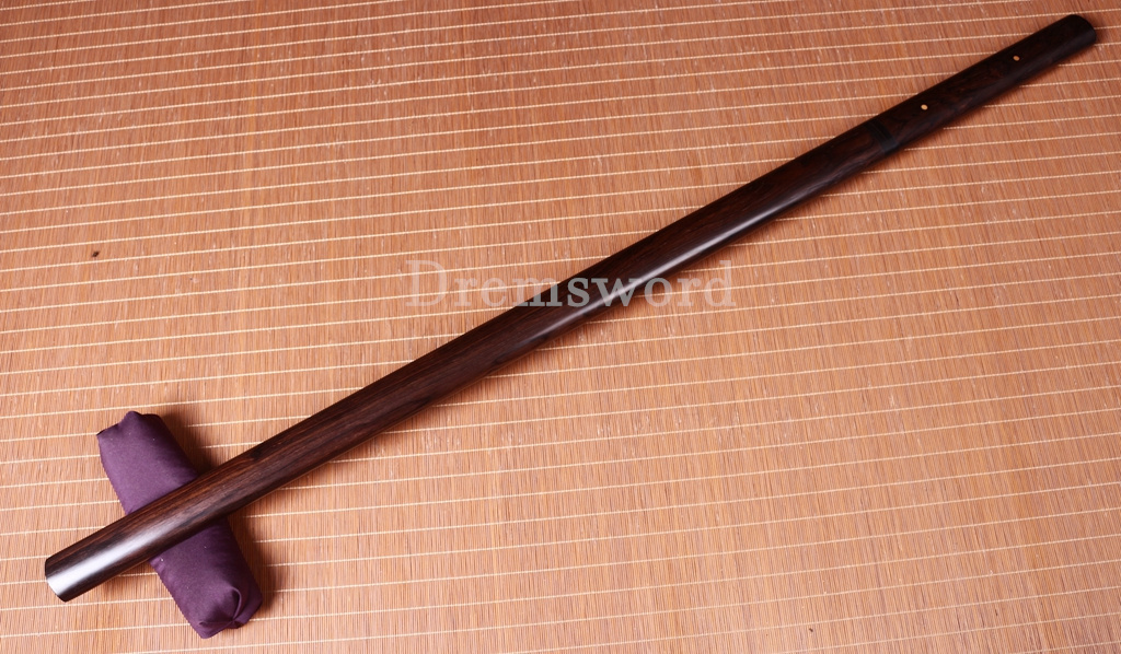 Damascus Folded Steel Ebony Wood Shikomizue Japanese Samurai Katana Battle Sword Kiriha-Zukuri Black
