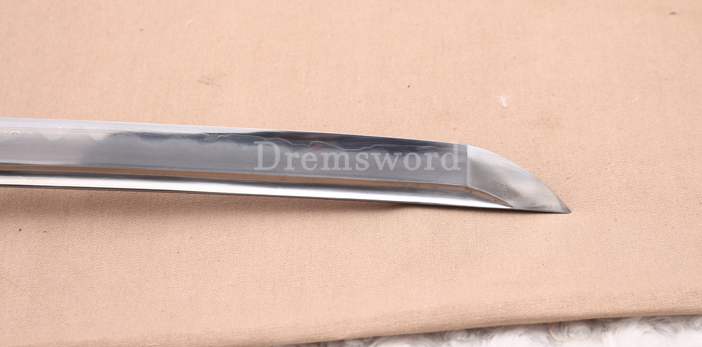 Hand Forge Sanmai Katana Japanese Samurai Sword for Battle Black Carved Dragon Saya Shinogi-Zukuri