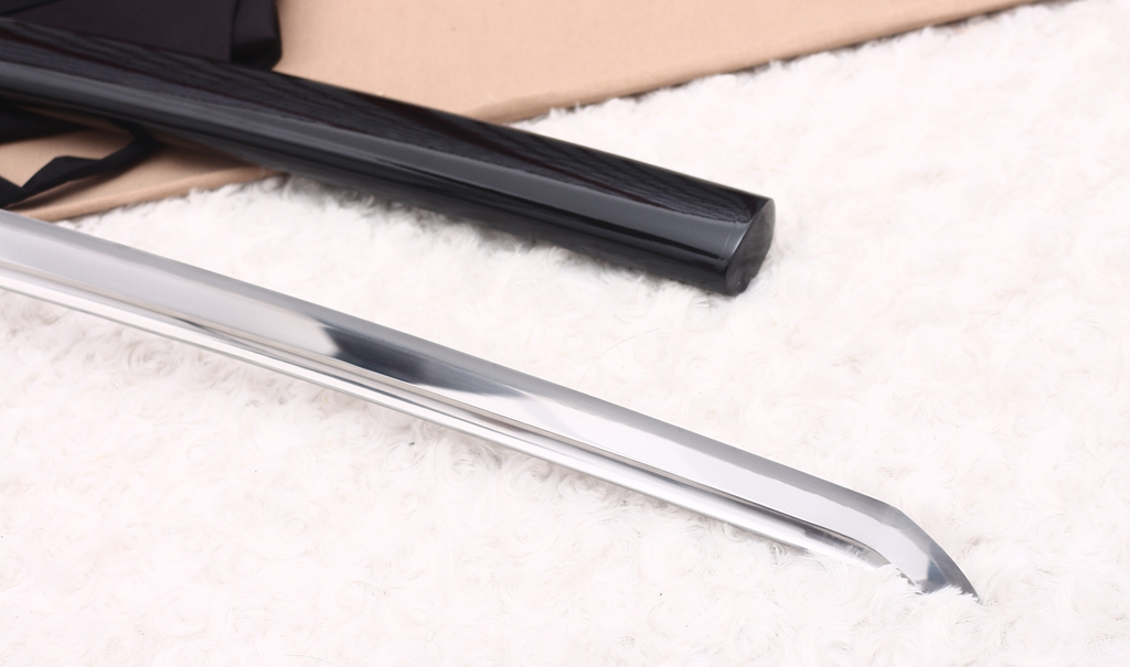 Handmade L6 Steel Clay Tempered Katana Suguha Hamon Japanese Samurai Sword Sharp Shinogi-Zukuri Sword Black