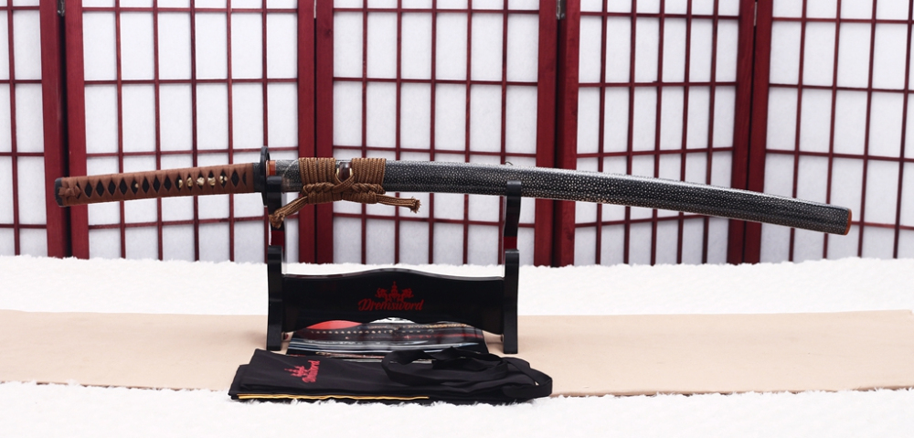 Handmade L6 Steel Clay Tempered Katana Hadori Polishing Japanese Samurai Sword O Kissaki Shinogi-Zukuri Sword Black