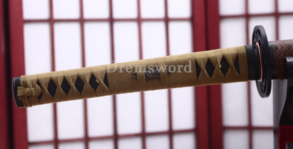 L6 Steel Clay Tempered Katana Hadori Polishing O Kissaki Japanese Samurai Sword Shinogi-Zukuri with Hishigame Brown