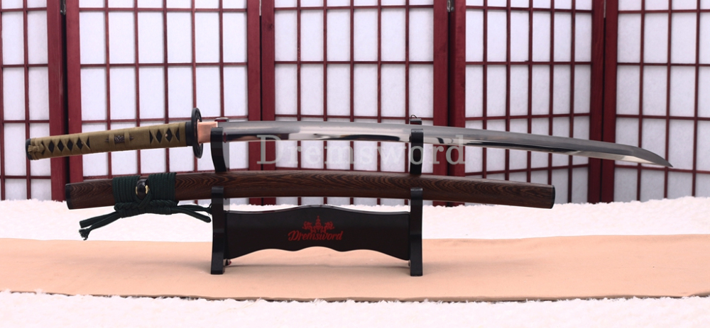 L6 Steel Clay Tempered Katana Hadori Polishing O Kissaki Japanese Samurai Sword Shinogi-Zukuri with Hishigame Brown