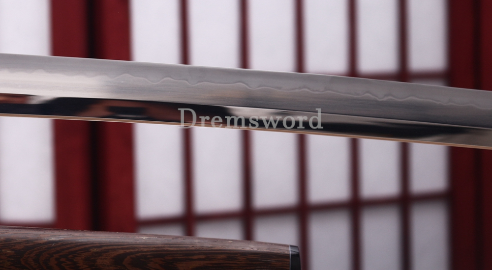 L6 Steel Clay Tempered Katana Hadori Polishing O Kissaki Japanese Samurai Sword Shinogi-Zukuri with Hishigame Brown