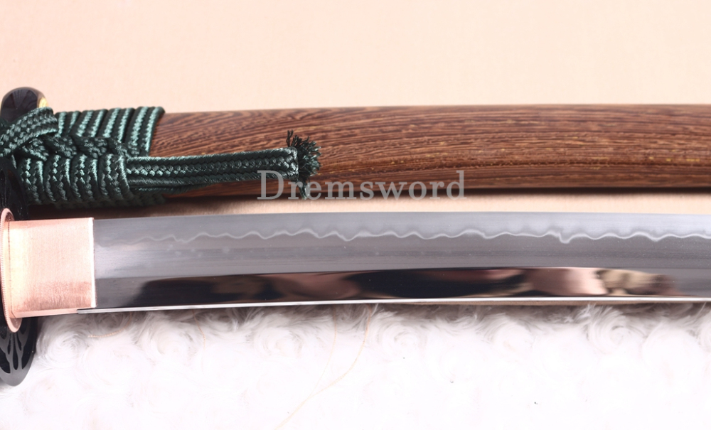 L6 Steel Clay Tempered Katana Hadori Polishing O Kissaki Japanese Samurai Sword Shinogi-Zukuri with Hishigame Brown
