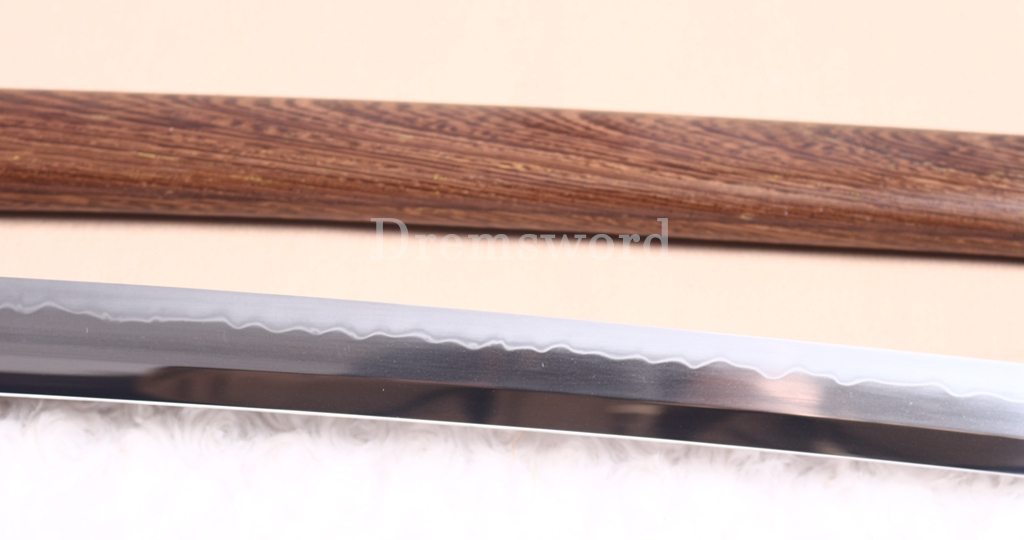 L6 Steel Clay Tempered Katana Hadori Polishing O Kissaki Japanese Samurai Sword Shinogi-Zukuri with Hishigame Brown