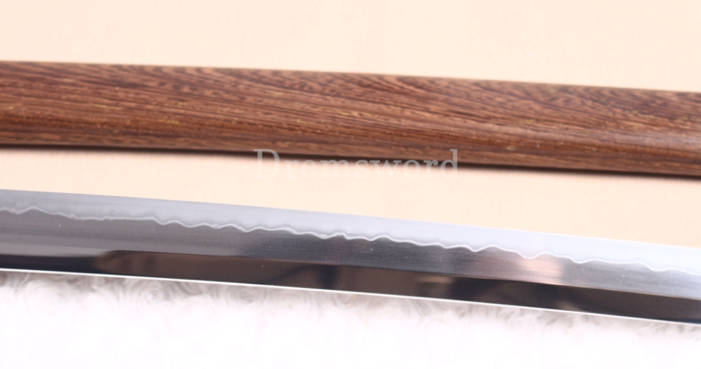 L6 Steel Clay Tempered Katana Hadori Polishing O Kissaki Japanese Samurai Sword Shinogi-Zukuri with Hishigame Brown