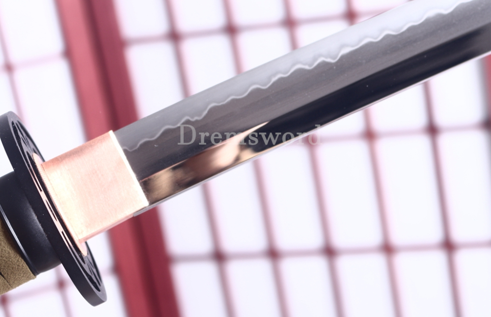 L6 Steel Clay Tempered Katana Hadori Polishing O Kissaki Japanese Samurai Sword Shinogi-Zukuri with Hishigame Brown
