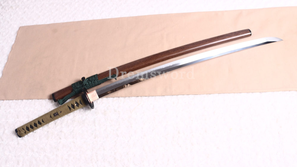 L6 Steel Clay Tempered Katana Hadori Polishing O Kissaki Japanese Samurai Sword Shinogi-Zukuri with Hishigame Brown