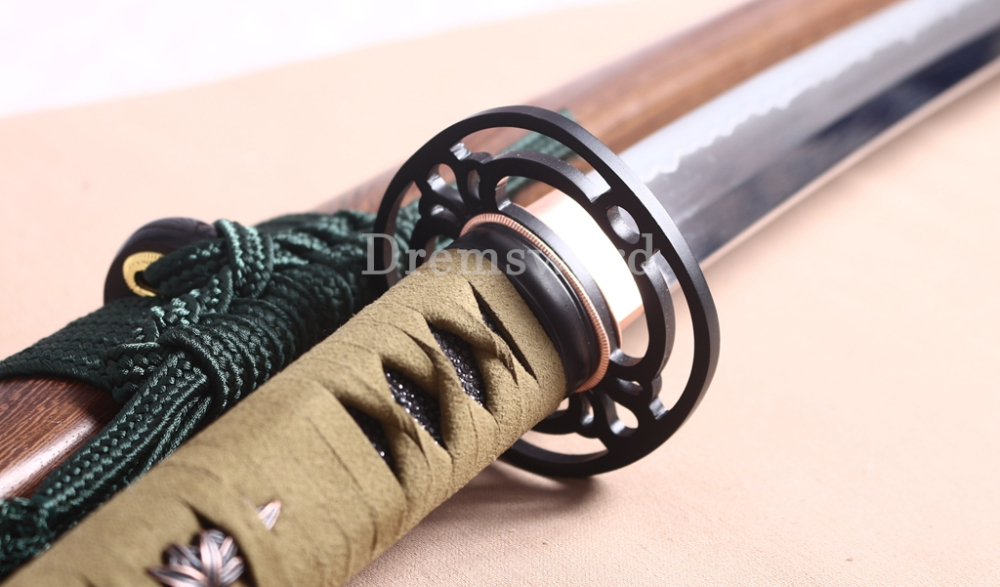 L6 Steel Clay Tempered Katana Hadori Polishing O Kissaki Japanese Samurai Sword Shinogi-Zukuri with Hishigame Brown