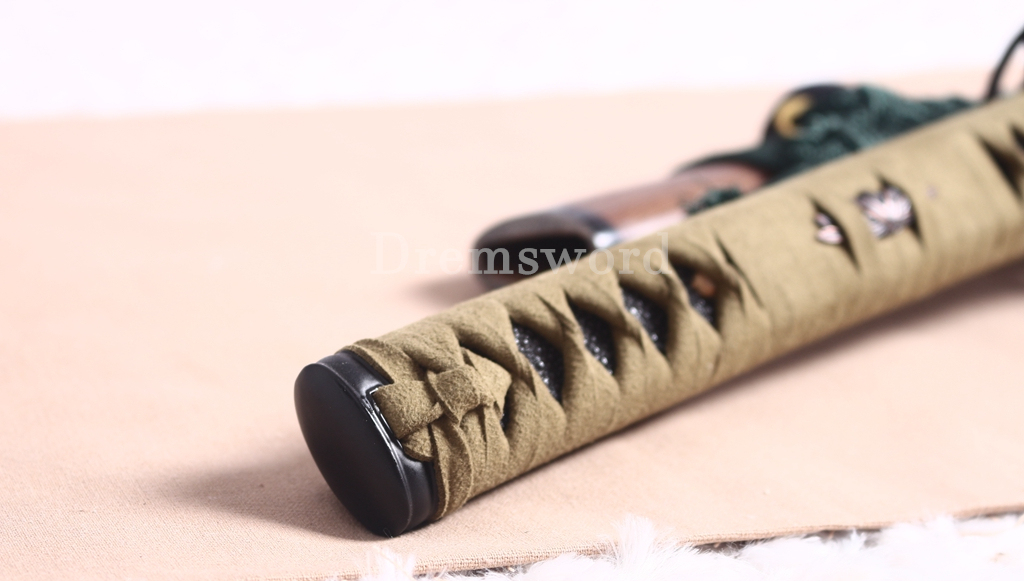 L6 Steel Clay Tempered Katana Hadori Polishing O Kissaki Japanese Samurai Sword Shinogi-Zukuri with Hishigame Brown