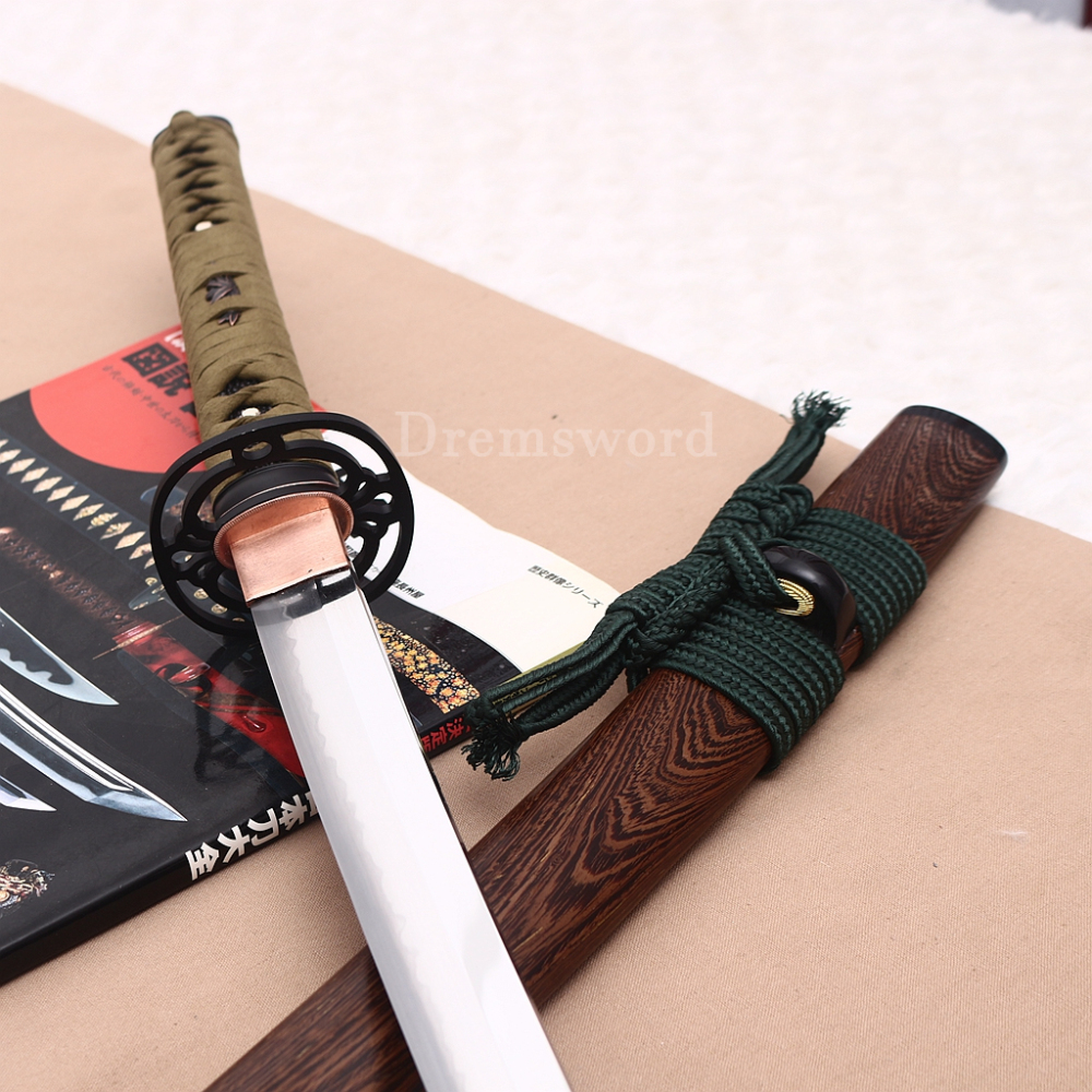 L6 Steel Clay Tempered Katana Hadori Polishing O Kissaki Japanese Samurai Sword Shinogi-Zukuri with Hishigame Brown