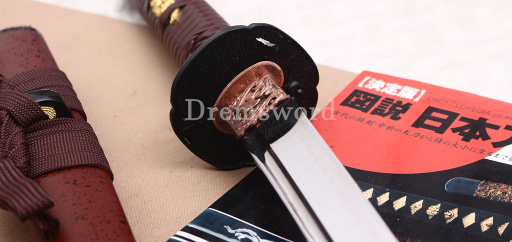 T10 Clay Tempered Katana Japanese Samurai Sword SHINOGI-ZUKURI Battle Ready Red