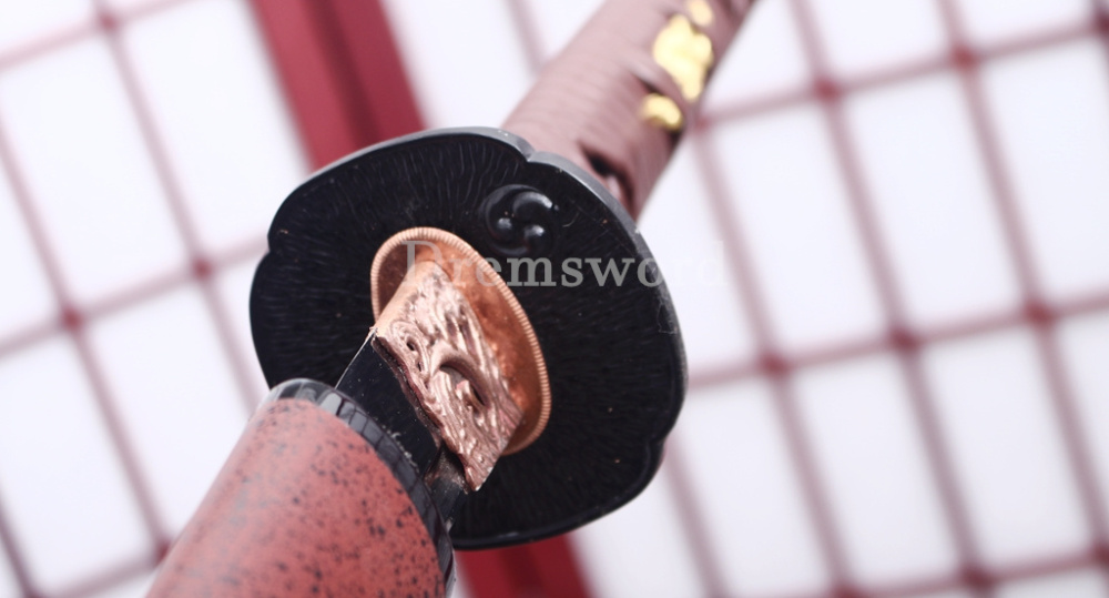 T10 Clay Tempered Katana Japanese Samurai Sword SHINOGI-ZUKURI Battle Ready Red