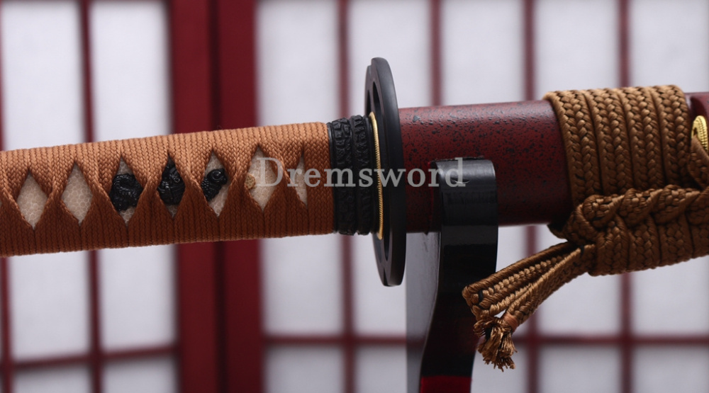 T10 Clay Tempered Reverse Edge Katana Japanese Samurai Sword SHINOGI-ZUKURI Battle Ready Brown