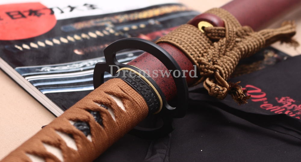 T10 Clay Tempered Reverse Edge Katana Japanese Samurai Sword SHINOGI-ZUKURI Battle Ready Brown