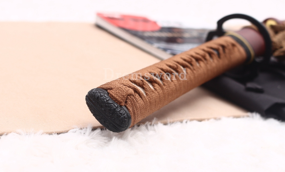 T10 Clay Tempered Reverse Edge Katana Japanese Samurai Sword SHINOGI-ZUKURI Battle Ready Brown