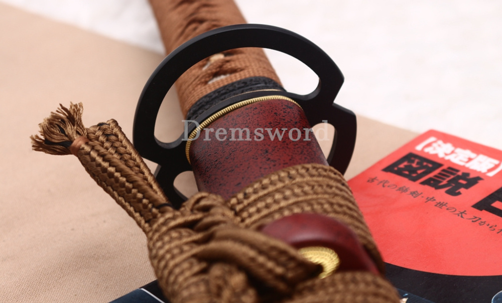 T10 Clay Tempered Reverse Edge Katana Japanese Samurai Sword SHINOGI-ZUKURI Battle Ready Brown