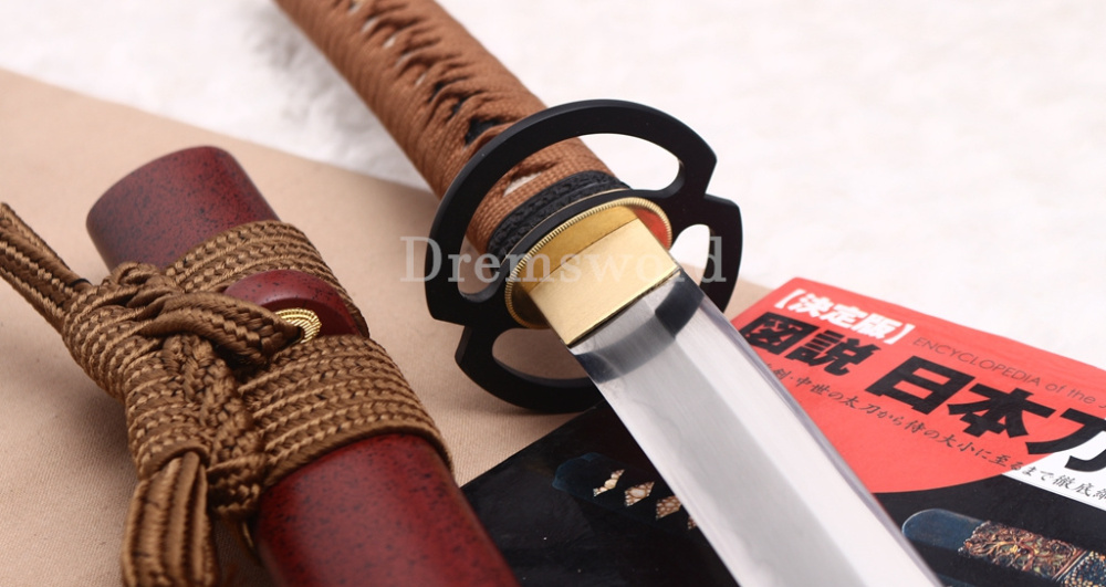 T10 Clay Tempered Reverse Edge Katana Japanese Samurai Sword SHINOGI-ZUKURI Battle Ready Brown