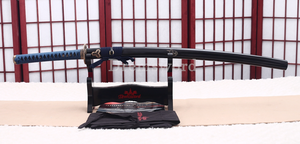 T10 Clay Tempered Kill Bill Katana Demon's Swoord Japanese Samurai Sword SHINOGI-ZUKURI Battle Ready Black