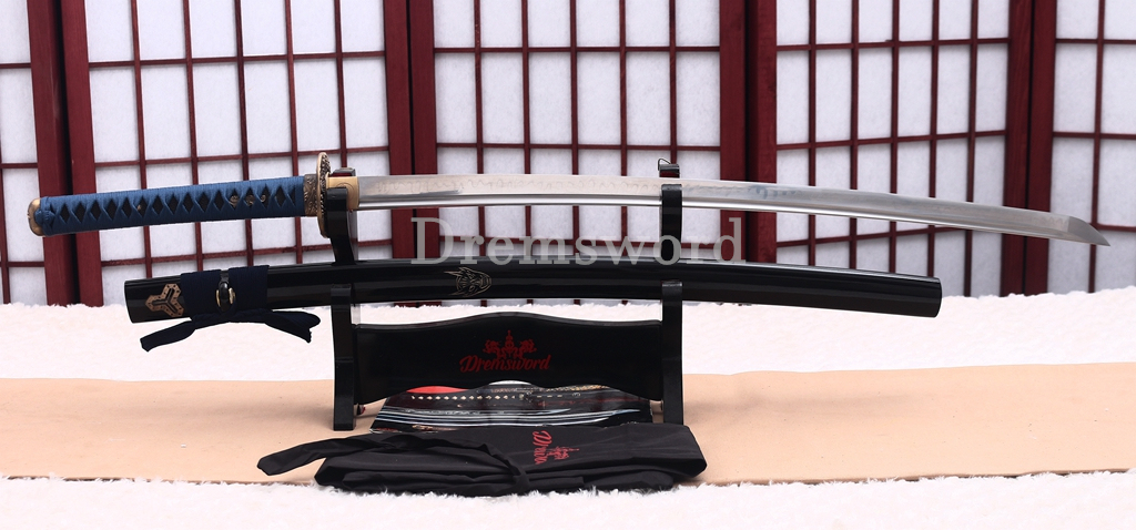 T10 Clay Tempered Kill Bill Katana Demon's Swoord Japanese Samurai Sword SHINOGI-ZUKURI Battle Ready Black