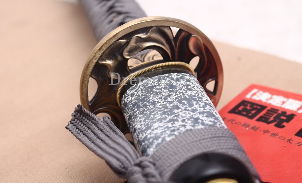 T10 Steel Clay Tempered Katana Japanese Samurai Sword SHINOGI-ZUKURI Battle Ready Grey