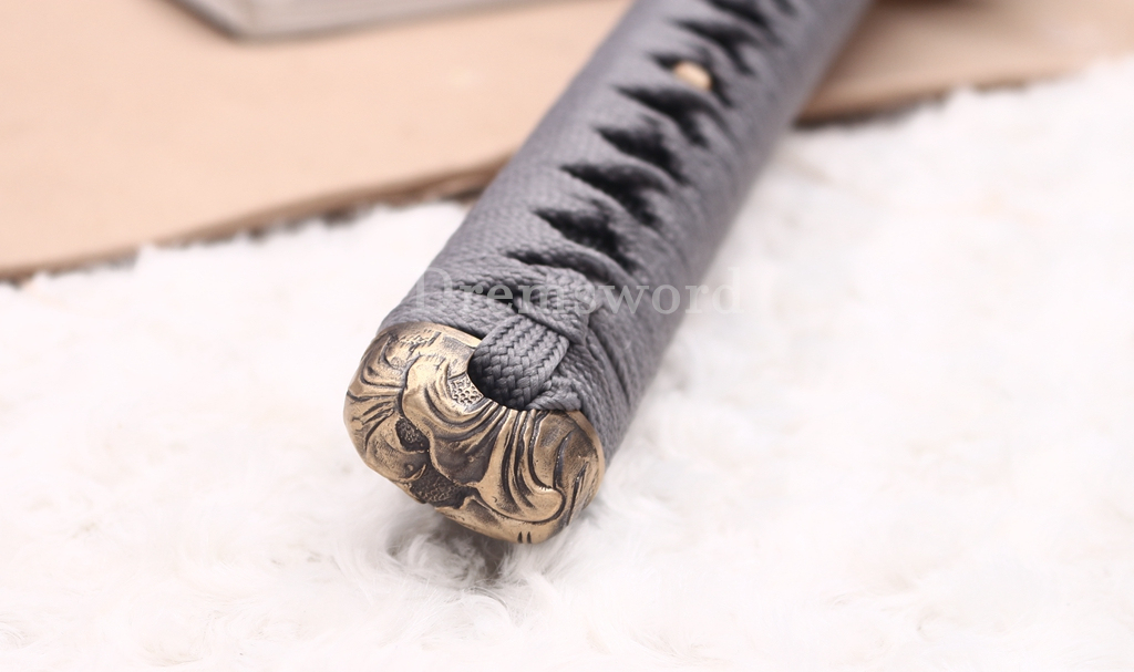 T10 Steel Clay Tempered Katana Japanese Samurai Sword SHINOGI-ZUKURI Battle Ready Grey