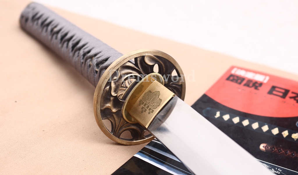 T10 Steel Clay Tempered Katana Japanese Samurai Sword SHINOGI-ZUKURI Battle Ready Grey
