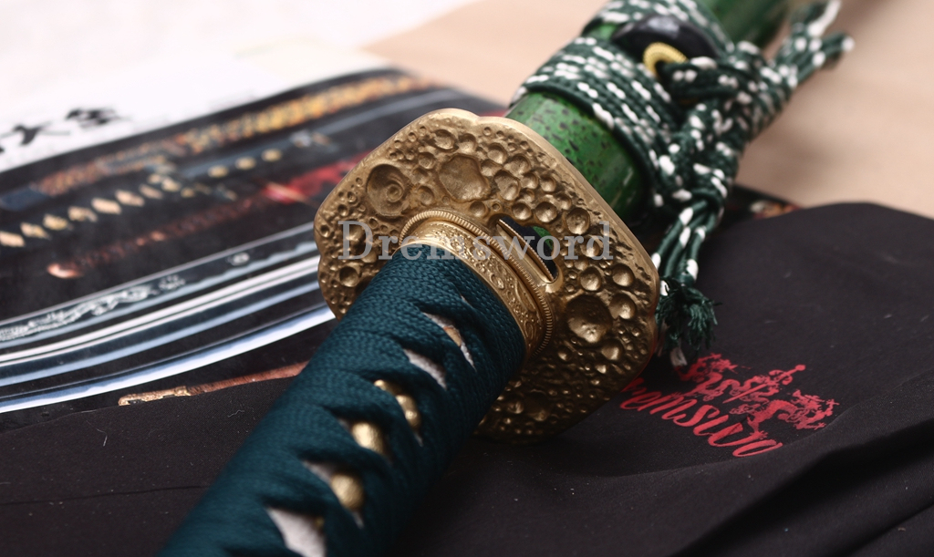 T10 Steel Clay Tempered Katana Choji Hamon Japanese Samurai Sword SHINOGI-ZUKURI Battle Ready Green