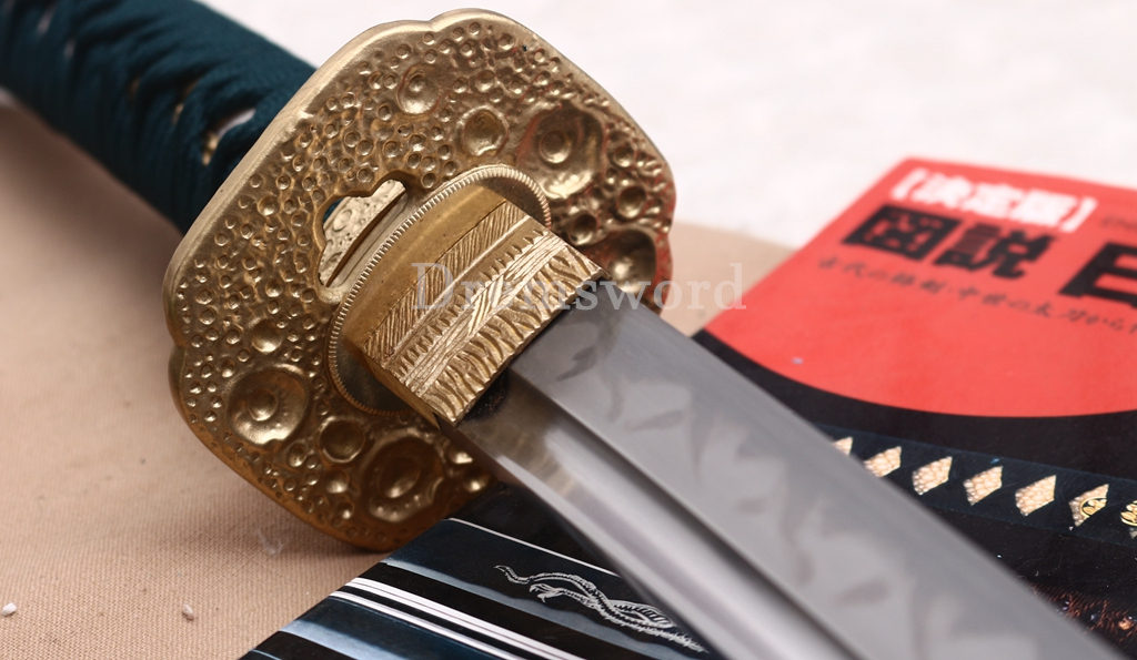 T10 Steel Clay Tempered Katana Choji Hamon Japanese Samurai Sword SHINOGI-ZUKURI Battle Ready Green