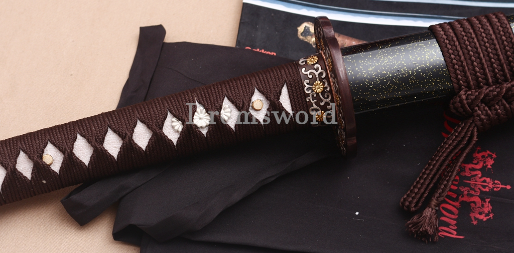 T10 Clay Tempered Katana Hammering Pattern Japanese Samurai Sword SHINOGI-ZUKURI Battle Ready Black