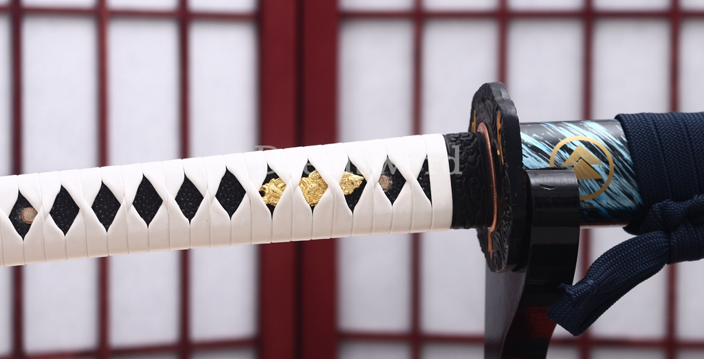 T10 Steel Clay Tempered Anime Katana Japanese Samurai Sword SHINOGI-ZUKURI Battle Ready White