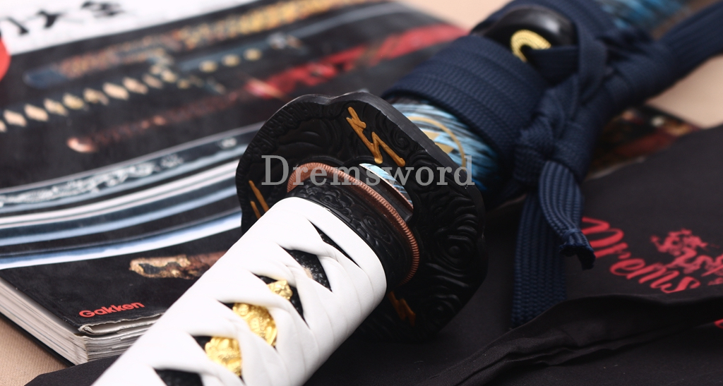 T10 Steel Clay Tempered Anime Katana Japanese Samurai Sword SHINOGI-ZUKURI Battle Ready White
