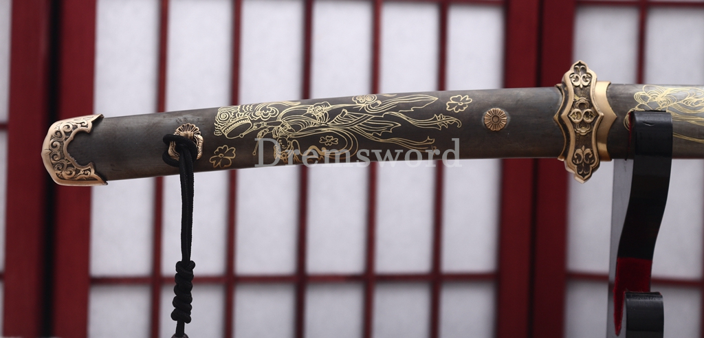 T10 Steel Clay Tempered Tachi Katana Japanese Samurai Sword SHINOGI-ZUKURI Battle Ready Hand Painting Saya Grey