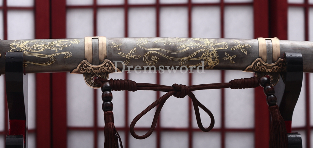 T10 Steel Clay Tempered Tachi Katana Japanese Samurai Sword SHINOGI-ZUKURI Battle Ready Hand Painting Saya Grey
