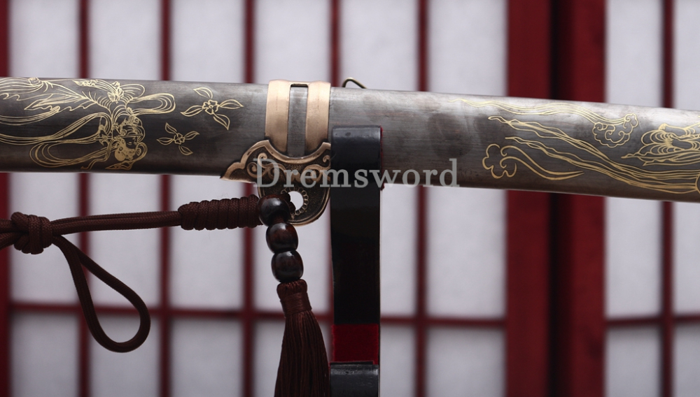 T10 Steel Clay Tempered Tachi Katana Japanese Samurai Sword SHINOGI-ZUKURI Battle Ready Hand Painting Saya Grey