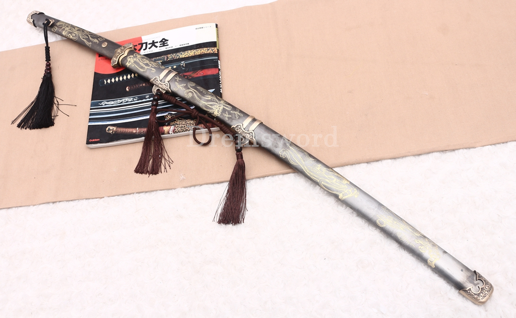 T10 Steel Clay Tempered Tachi Katana Japanese Samurai Sword SHINOGI-ZUKURI Battle Ready Hand Painting Saya Grey
