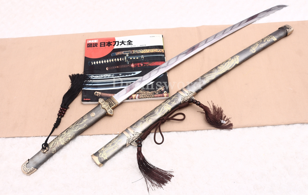 T10 Steel Clay Tempered Tachi Katana Japanese Samurai Sword SHINOGI-ZUKURI Battle Ready Hand Painting Saya Grey