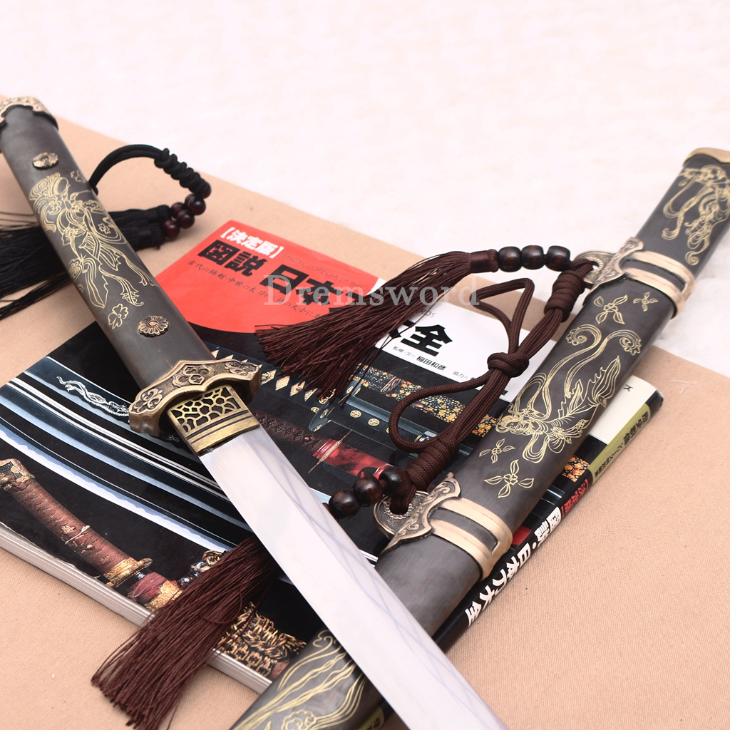 T10 Steel Clay Tempered Tachi Katana Japanese Samurai Sword SHINOGI-ZUKURI Battle Ready Hand Painting Saya Grey