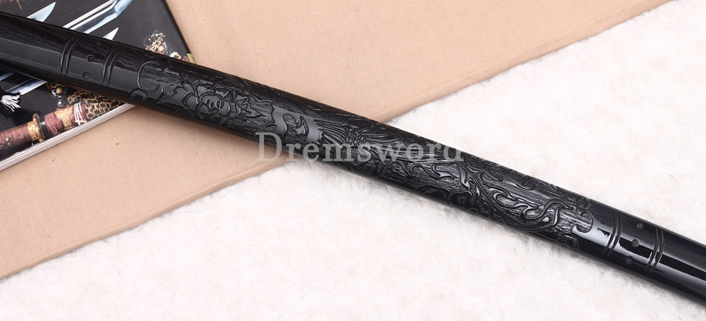 T10 Steel Clay Tempered Katana Choji Hamon Japanese Samurai Sword SHINOGI-ZUKURI Battle Ready Black