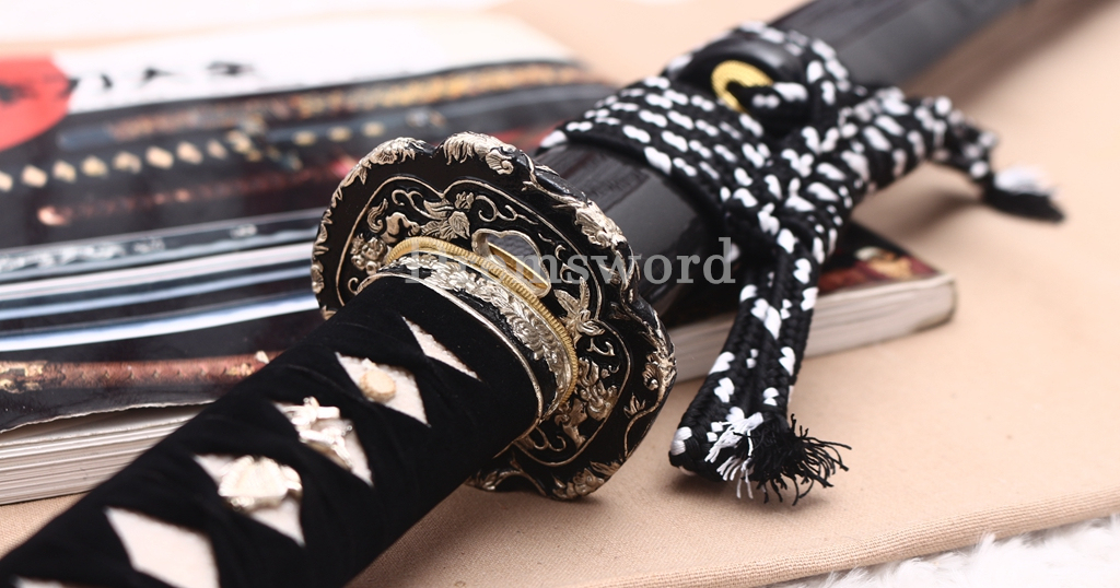 T10 Steel Clay Tempered Katana Choji Hamon Japanese Samurai Sword SHINOGI-ZUKURI Battle Ready Black