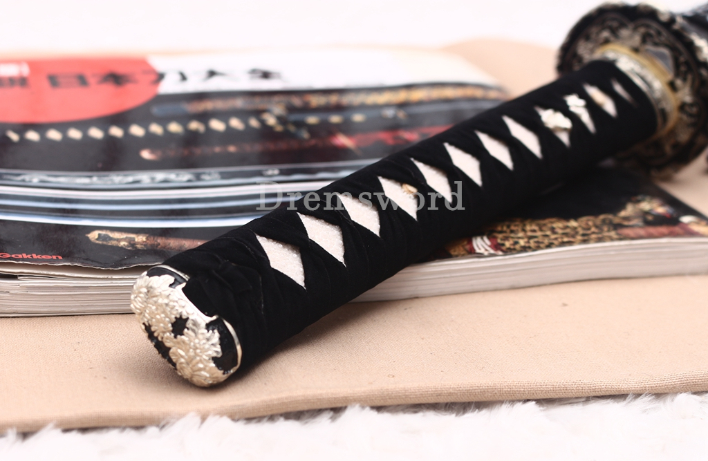 T10 Steel Clay Tempered Katana Choji Hamon Japanese Samurai Sword SHINOGI-ZUKURI Battle Ready Black