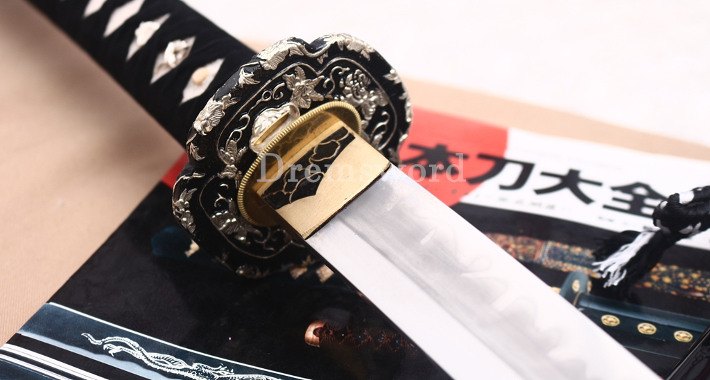 T10 Steel Clay Tempered Katana Choji Hamon Japanese Samurai Sword SHINOGI-ZUKURI Battle Ready Black