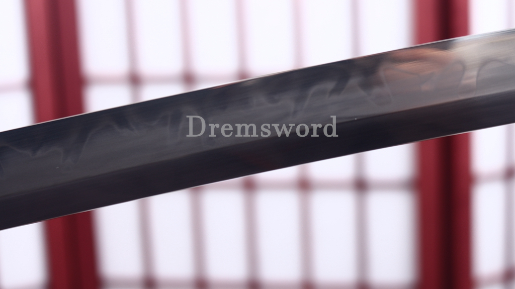 T10 Steel Clay Tempered Katana Choji Hamon Japanese Samurai Sword SHINOGI-ZUKURI Battle Ready Black