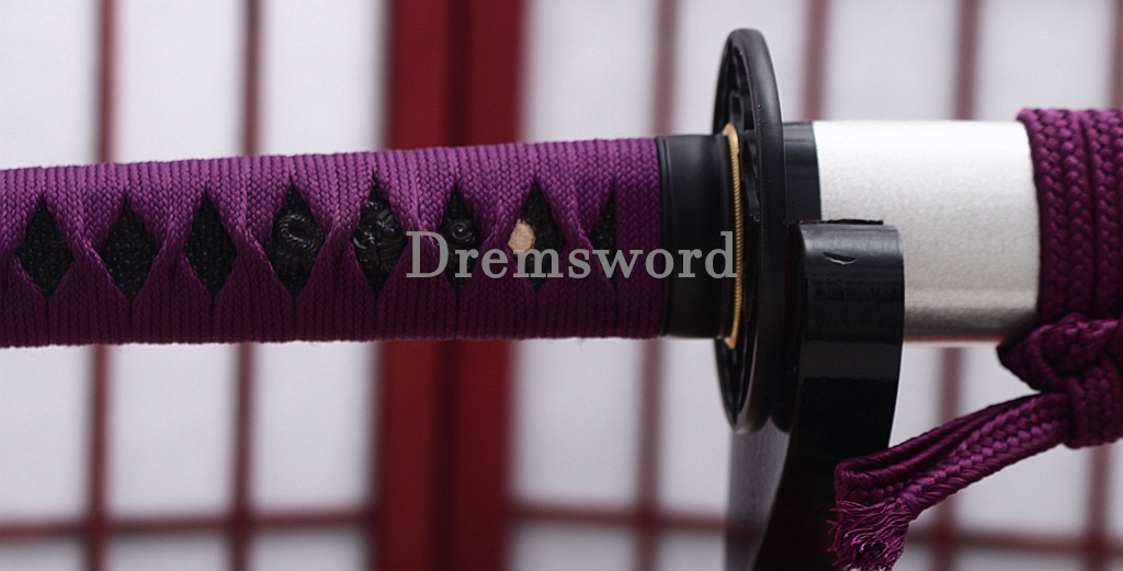 T10 Clay Tempered Katana Blue Blade Japanese Samurai Sword SHINOGI-ZUKURI Battle Ready White Saya