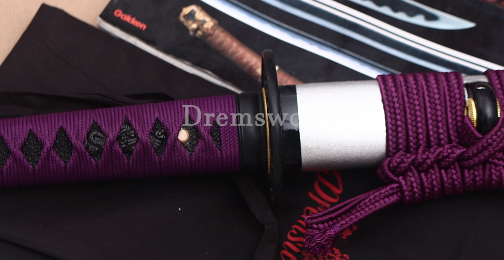 T10 Clay Tempered Katana Blue Blade Japanese Samurai Sword SHINOGI-ZUKURI Battle Ready White Saya