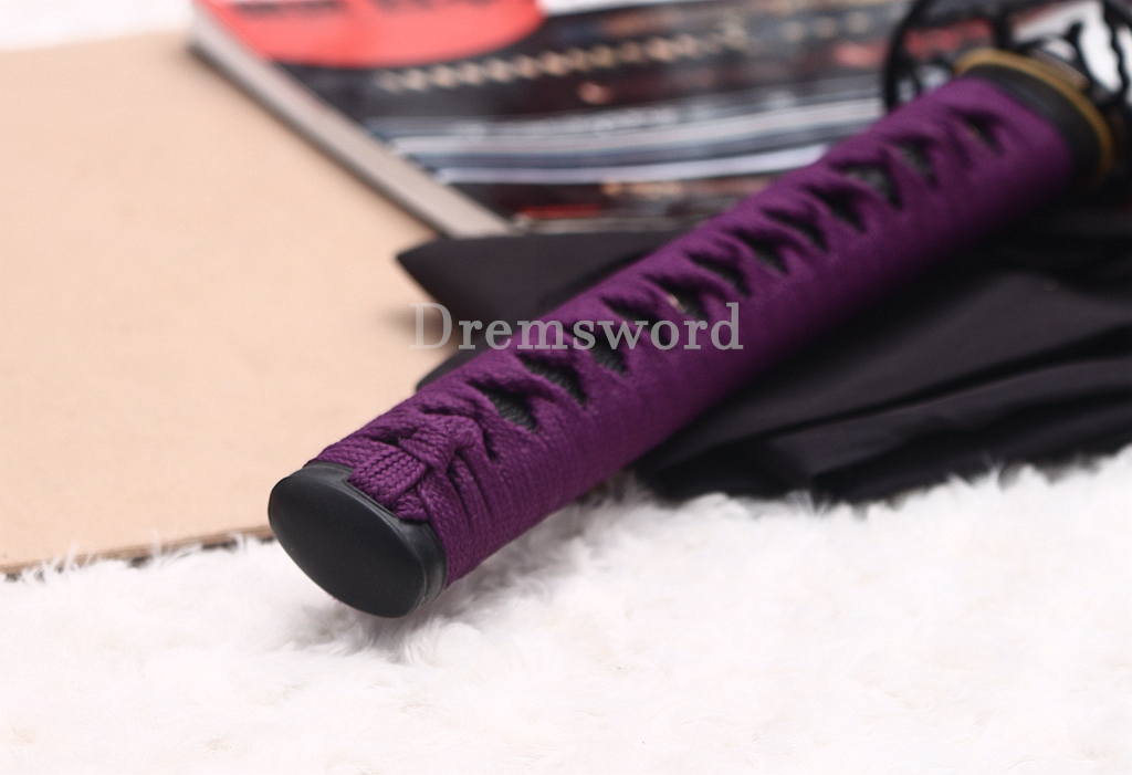 T10 Clay Tempered Katana Blue Blade Japanese Samurai Sword SHINOGI-ZUKURI Battle Ready White Saya