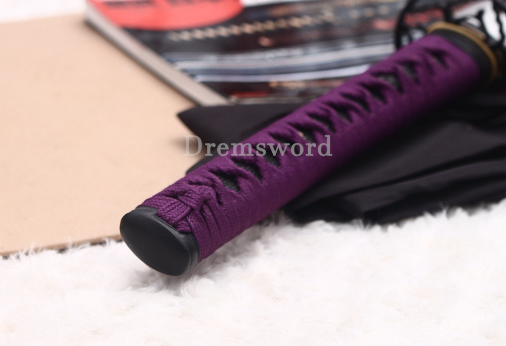 T10 Clay Tempered Katana Blue Blade Japanese Samurai Sword SHINOGI-ZUKURI Battle Ready White Saya