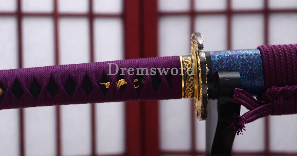 Unokubi Zukuri T10 Clay Tempered Katana Japanese Samurai Sword Battle Ready Blue Saya
