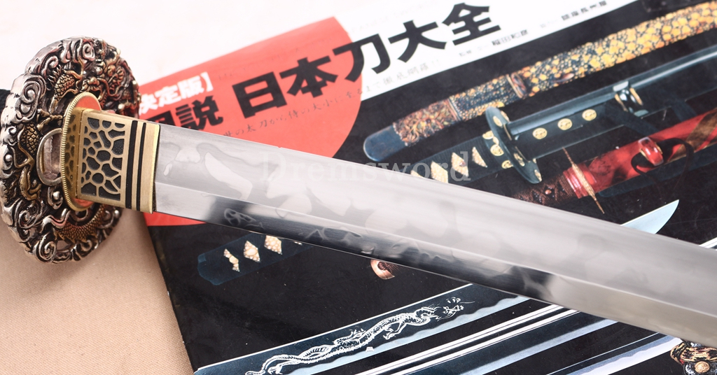 T10 Steel Clay Tempered Katana Hitatsura Hamon Japanese Samurai Sword SHINOGI-ZUKURI Battle Ready Black